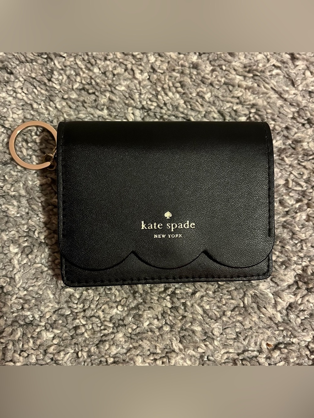Kate Spade black scallop card holder with keyring